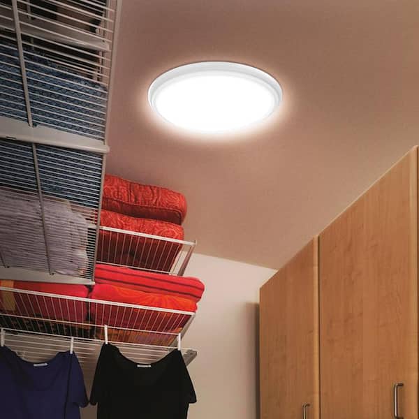 14 in. Light White and Matte Black Adjustable CCT Integrated LED Flush Mount with Interchangeable Trim