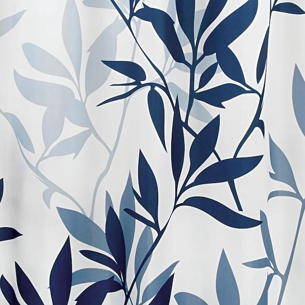 72 in. x 72 in. Leaves Blue Polyester Shower Curtain