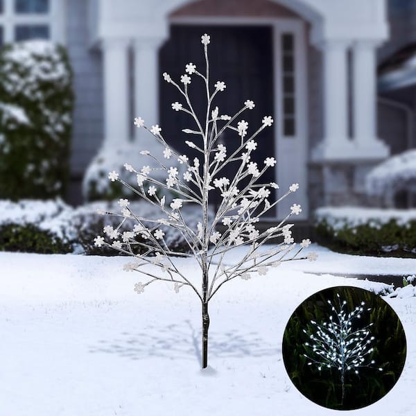 58 in. Tall Frosty Christmas Snowflake Tree with Cool White LED Lights