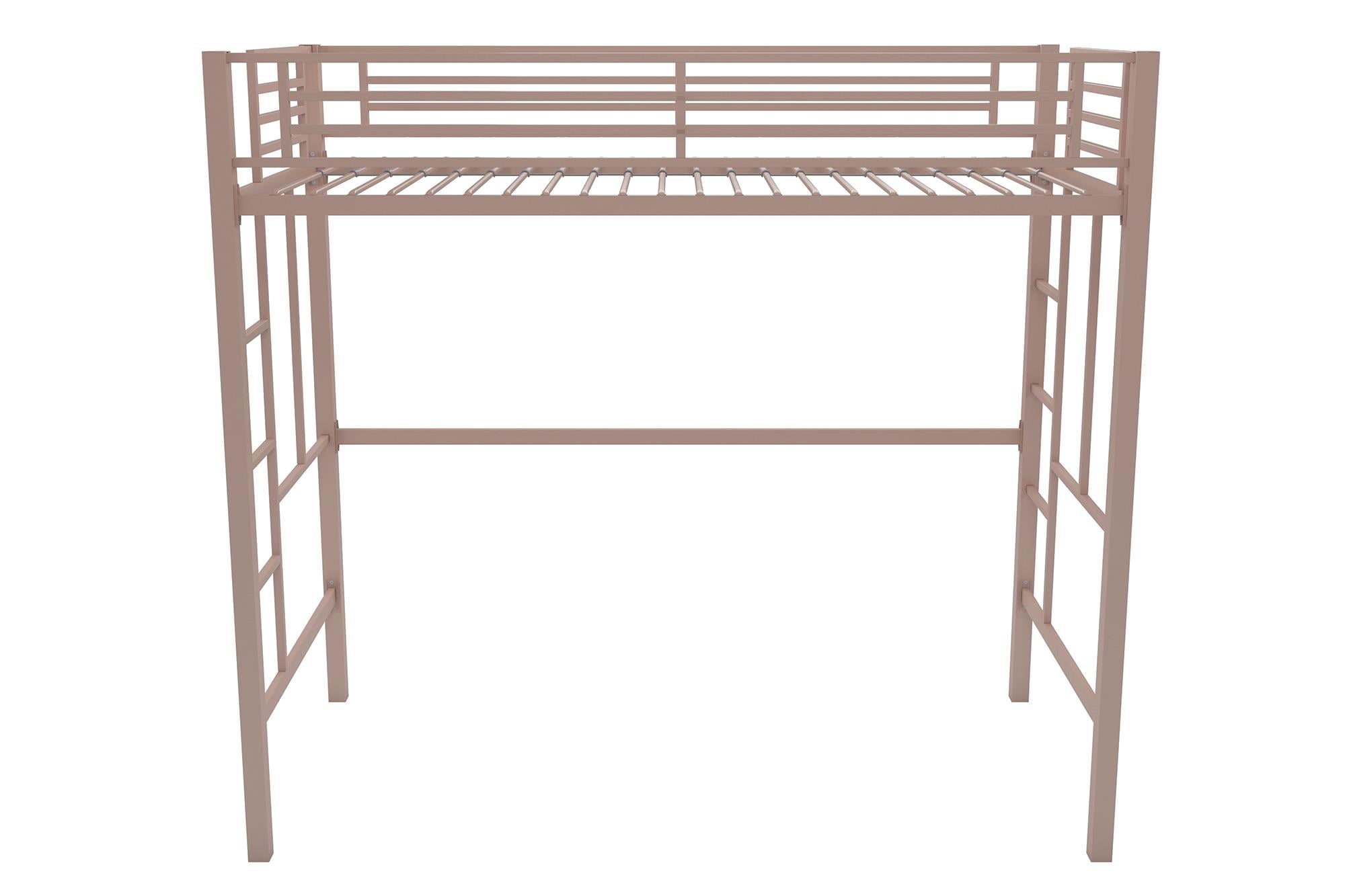 Your Zone Brittain Twin Metal Loft Bed, Pink
