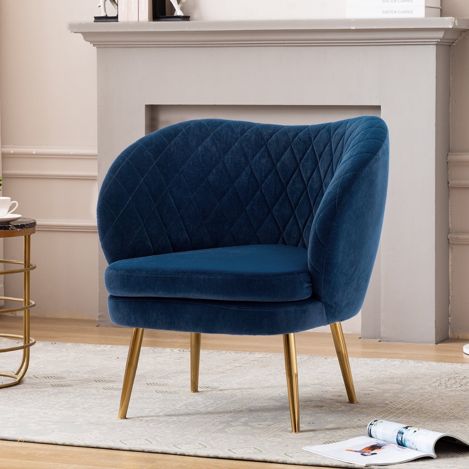 Duhome Accent Chair Single Sofa with Arm Velvet Blue 1 Pcs
