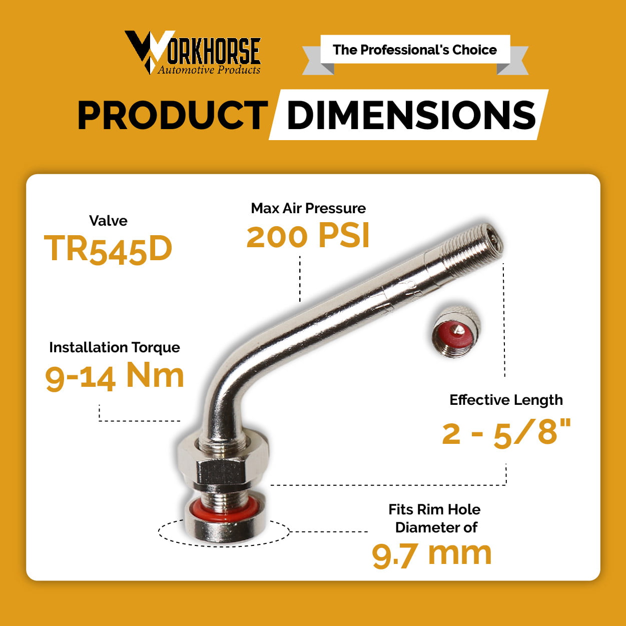 Workhorse Automotive TR545D Truck Tire Valve Stems. Pack of 10.
