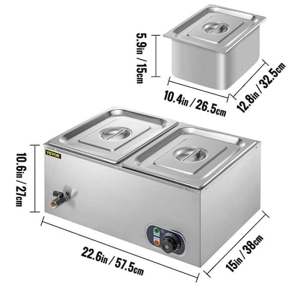 2-Pan Commercial Food Warmer 1200-Watt 6 in. Deep Stainless Steel Buffet Food Warmer 8.5 Qt./Pan