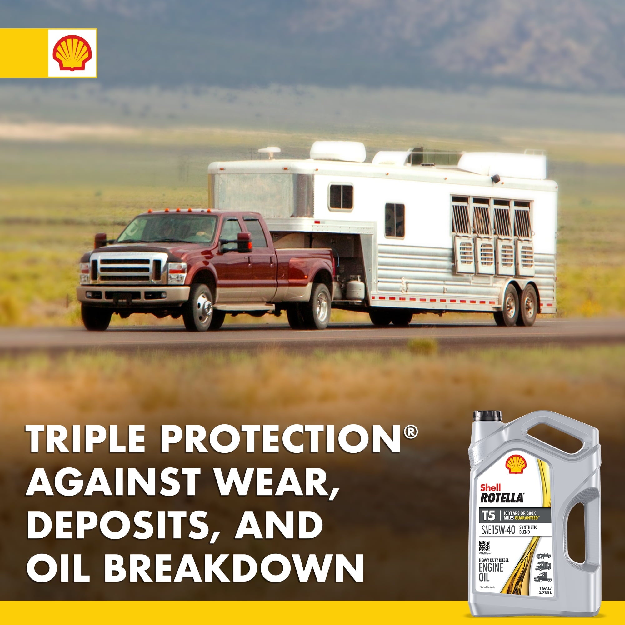 Shell Rotella T5 Synthetic Blend 15W-40 Diesel Engine Oil, 1 Gallon