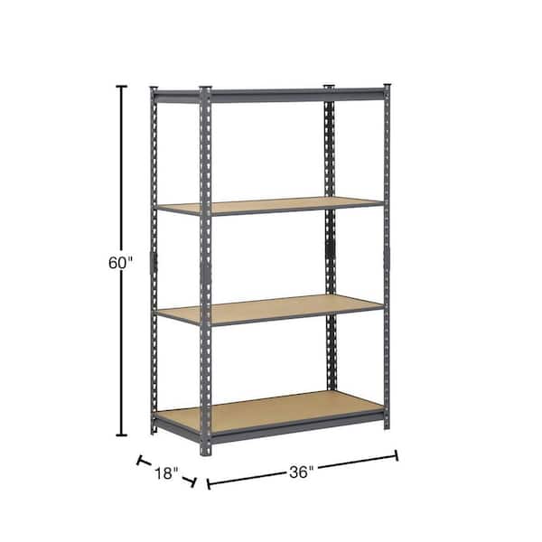 4- tier Adjustable Heavy-Duty Steel Garage Storage Unit in Gray  (36 in. W x 60 in. H x 18 in. D)