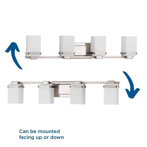 Metric Collection 4-Light Brushed Nickel Etched/Painted White Inside Glass Coastal Bath Vanity Light