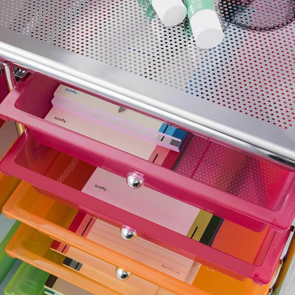 15 Drawer 4-Wheeled Plastic Rolling Storage Cart Tools Scrapbook Paper Office School Organizer in Colorful