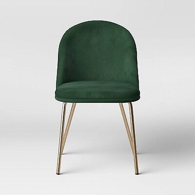2pk Nils Brass Base Dining Chair Velvet Forest Green - Threshold