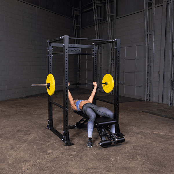 Body-Solid Power Rack w/ 150 lbs. Weight Stack and Bench (Commercial Gym Quality)