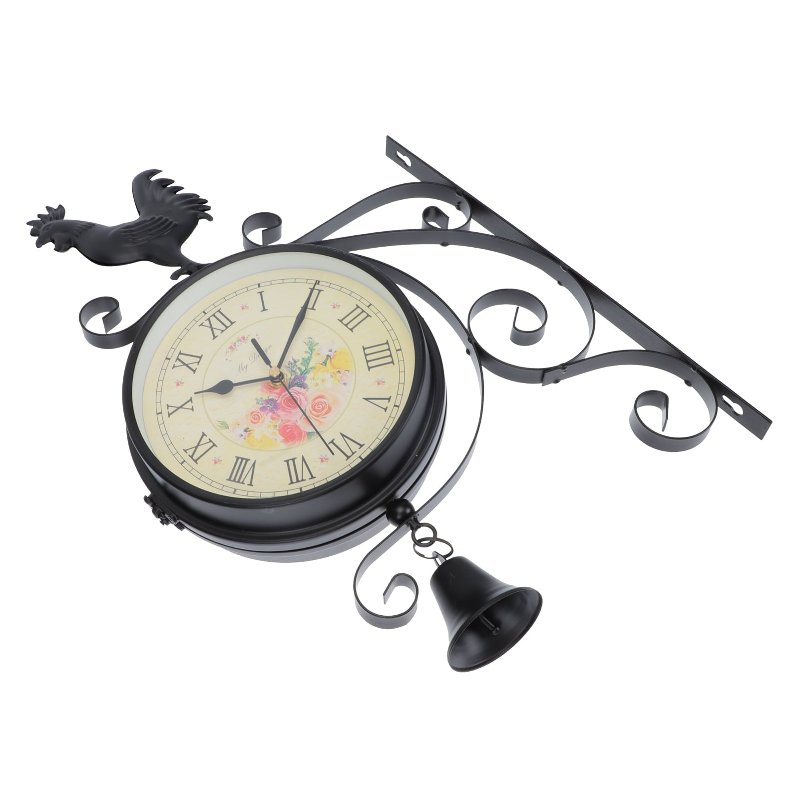 Homemaxs 1Pc Wall Clock Wall Hanging Clock Iron Art Hanging Clock Double Sided Clock