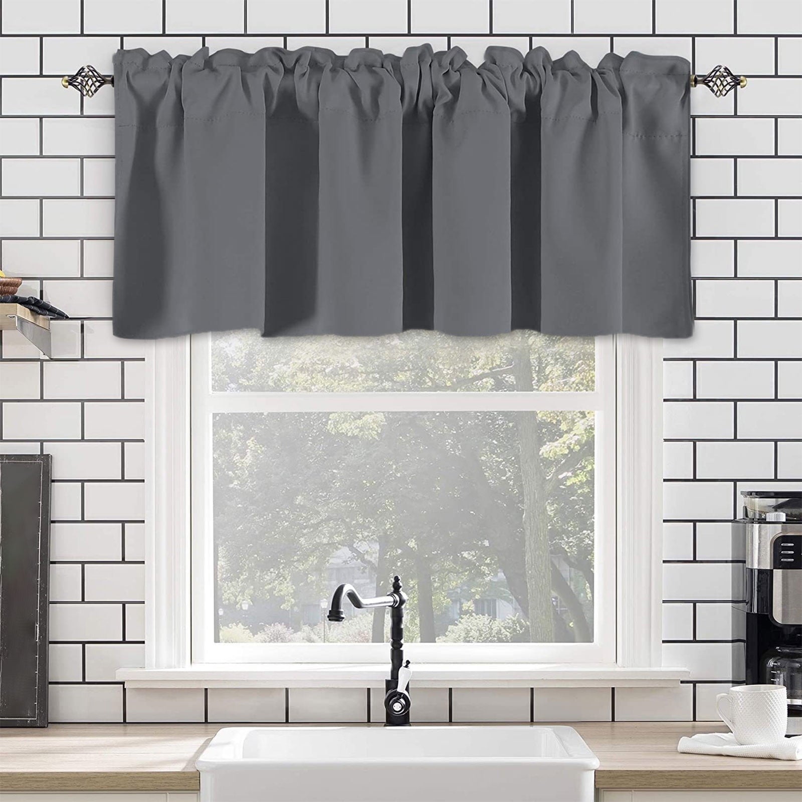 Blackout Curtains Kitchen Curtain,Short Curtains Half Window Curtains for Bedroom,Privacy Curtain Tiers for Windows, Energy Saving Curtain Tiers for Bathroom Shades,57×18inches per Panel