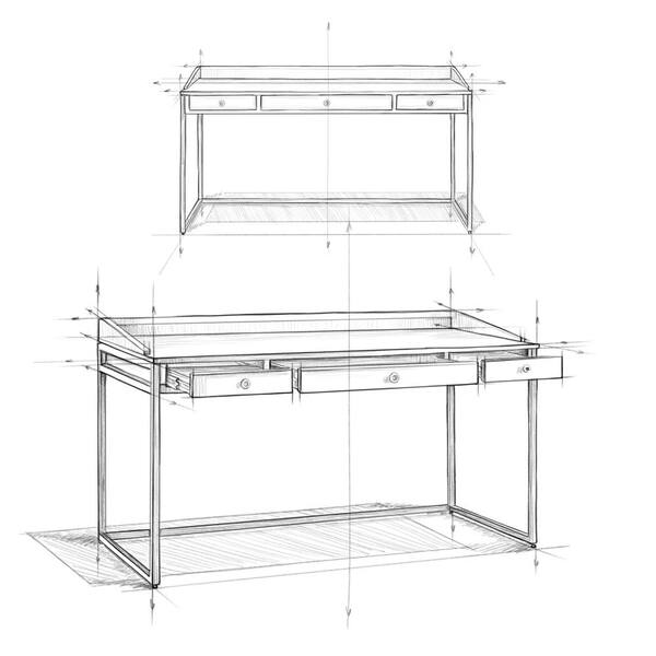 Ralston Solid Acacia Wood Modern Industrial 60 in. Wide Writing Office Desk in Rustic Natural Aged Brown