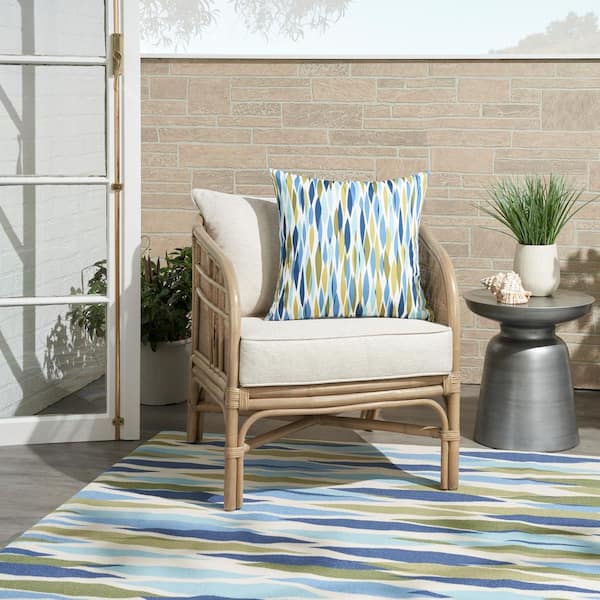 Waverly Navy Stain Resistant 20 in. x 20 in. Indoor/Outdoor Throw Pillow