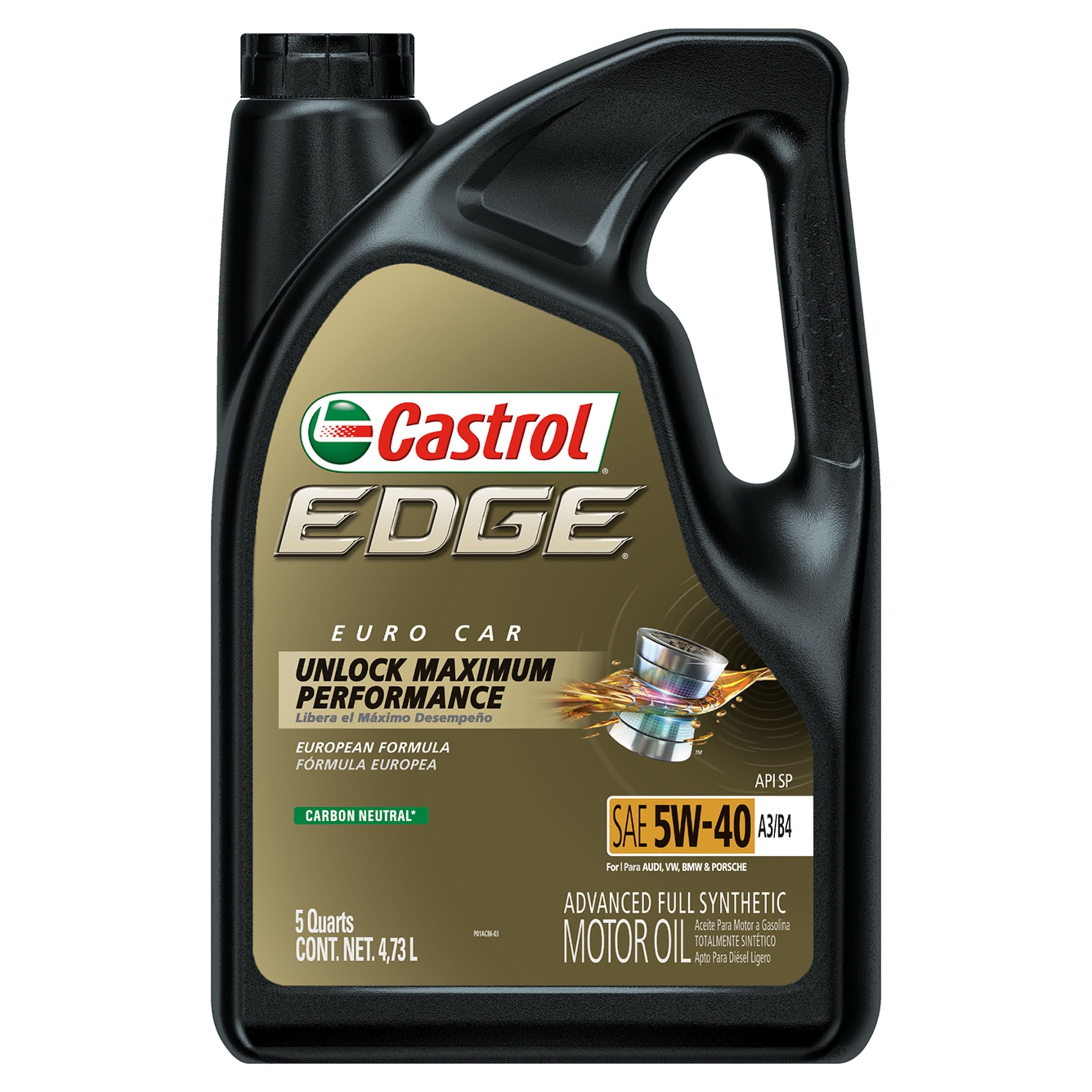 Castrol EDGE Euro 5W-40 A3/B4 Advanced Full Synthetic Motor Oil, 5 Quarts