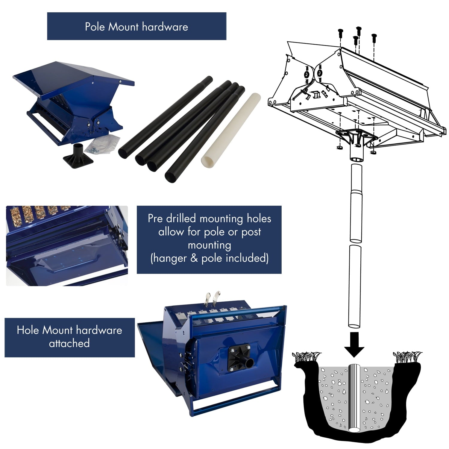 Woodlink Squirrel Resistant Hopper Metal Bird Feeder, Blue