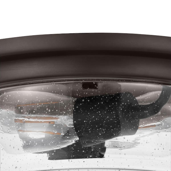 Silveroak 13 in. 2-Light Oil Rubbed Bronze Round Flush Mount Ceiling Light