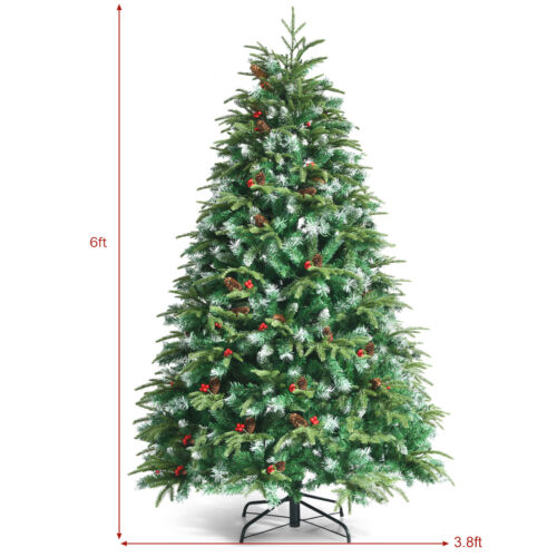 6' Pre-Lit Snowy Christmas Hinged Tree 11 Flash Modes w/ 350 Multi-Color Lights