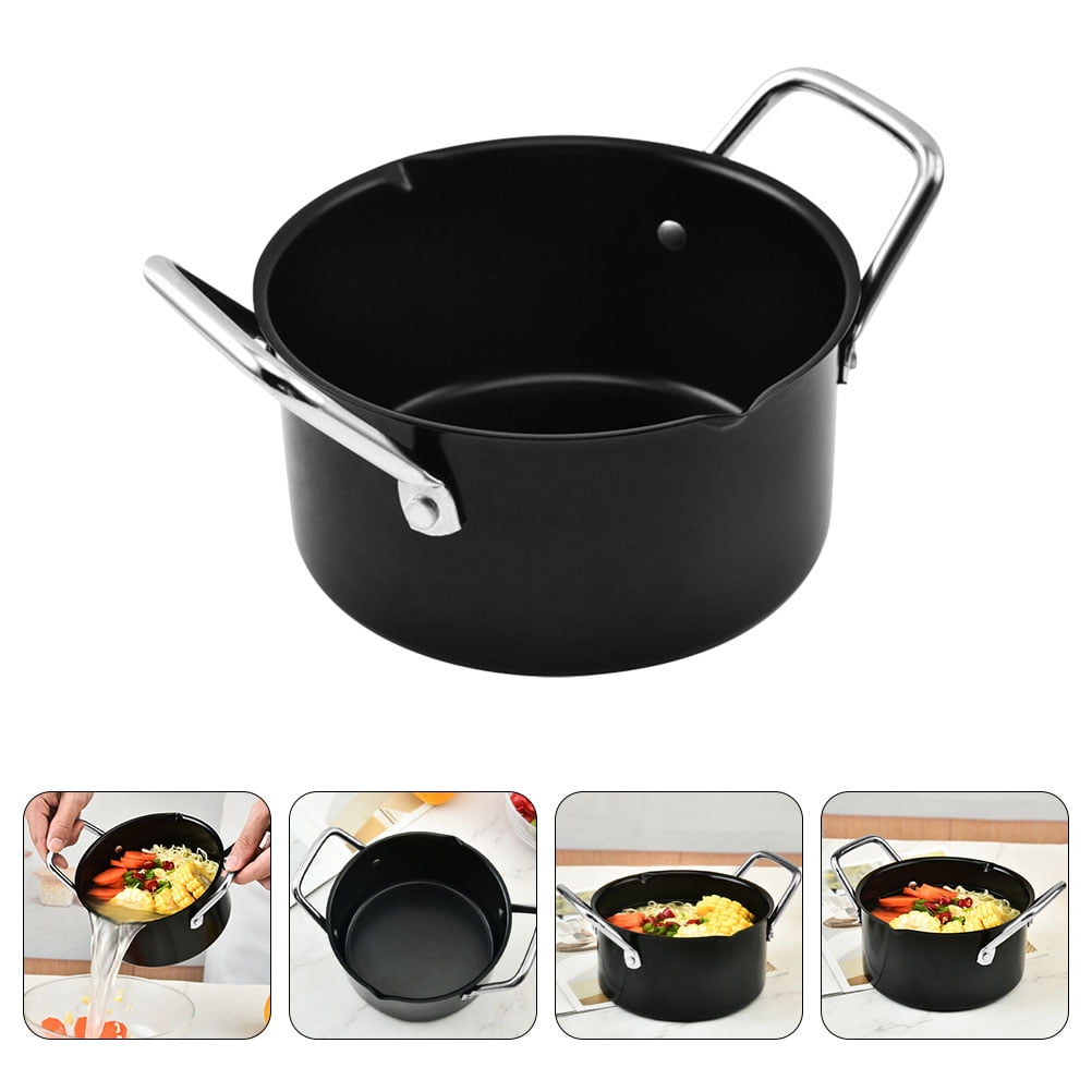BESTONZON 1Pc Thicken Carbon Steel Stew Pot Non-stick Camping Pot Home Kitchen Cookware