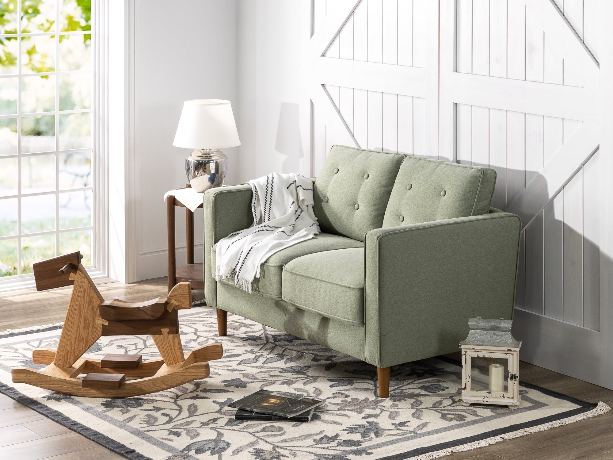 Zinus Lauren 2-Seater Loveseat, Pear Green