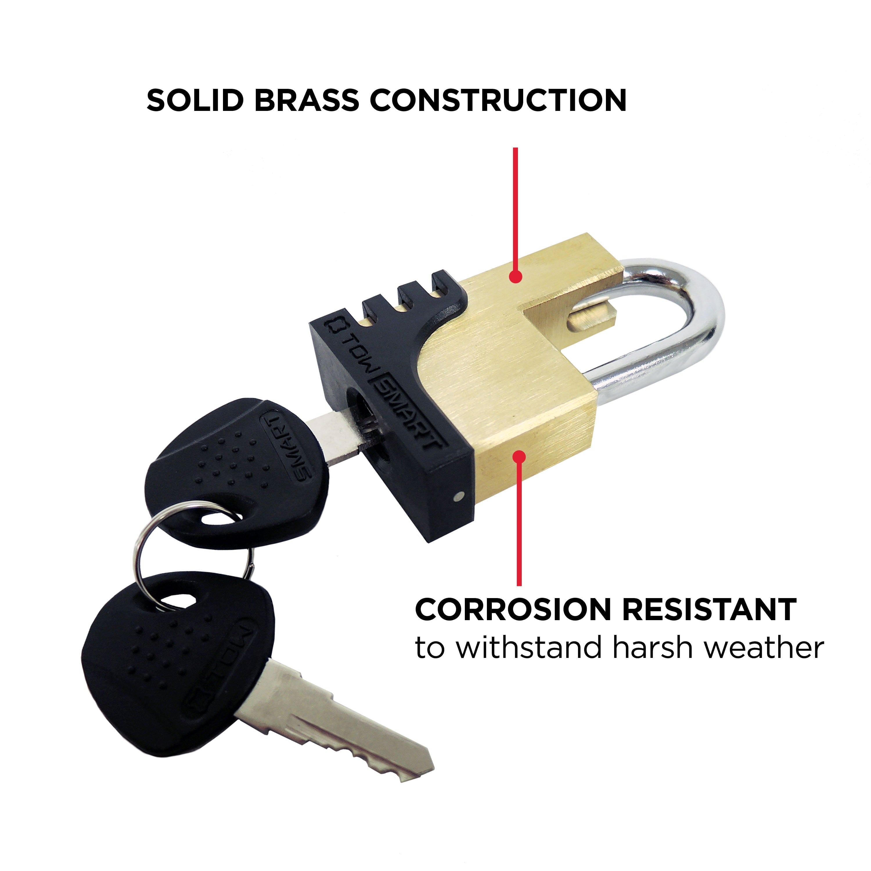 TowSmart Premium Coupler Lock with 2 Keys, Brass, 732