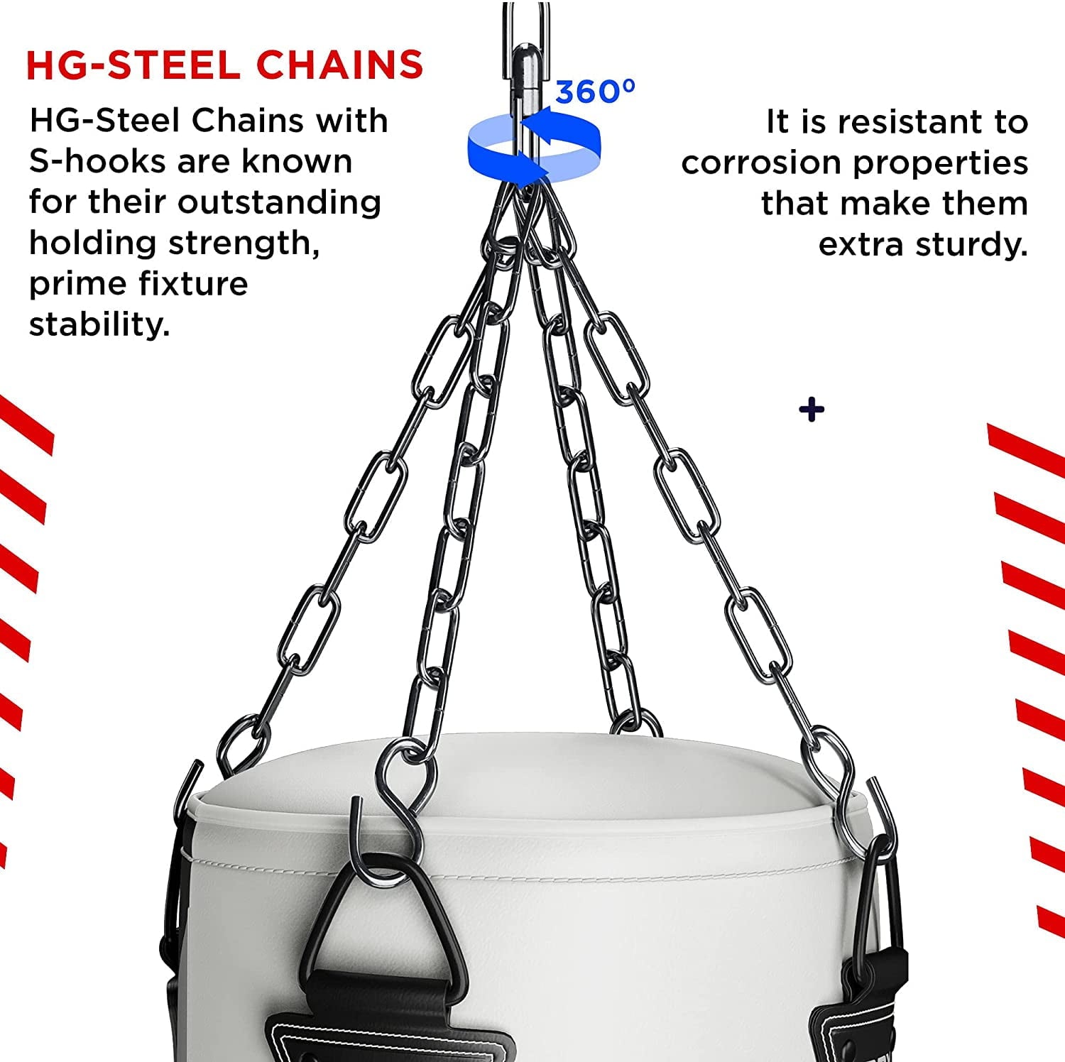 RDX Punch Bag for Boxing, 4ft 5ft unFilled Heavy Bag Anti Swing Set, White