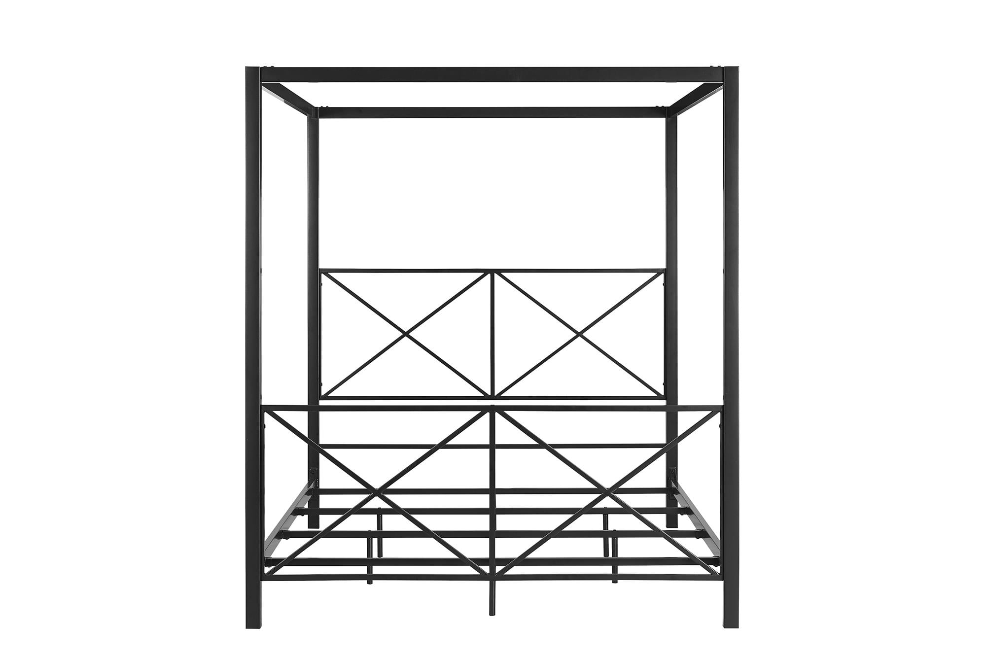 DHP Rosedale Metal Canopy Poster Bed Frame, Queen, Black