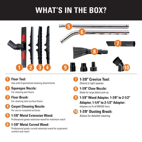 1-7/8 in. and 2-1/2 in. Heavy-Duty Cleaning Accessory Kit for RIDGID Wet/Dry Shop Vacuums