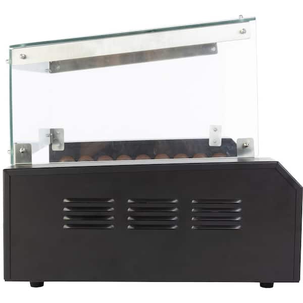 Hot Dog Roller Machine with Cover - 1170W Stainless-Steel Cooker with 9 Rollers - 24 Hotdog Capacity Electric Grill