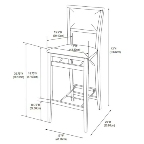 Linon Kristle Folding Padded Bar Stool, 30" Seat Height, Espresso Finish