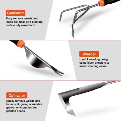 Garden Tool Set 9 Piece Stainless Steel Heavy Duty Gardening Tool Set With Nonsl