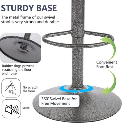 Bar Stools Set of 2 Counter Height Swivel Stool PU Leather Modern Height Stools