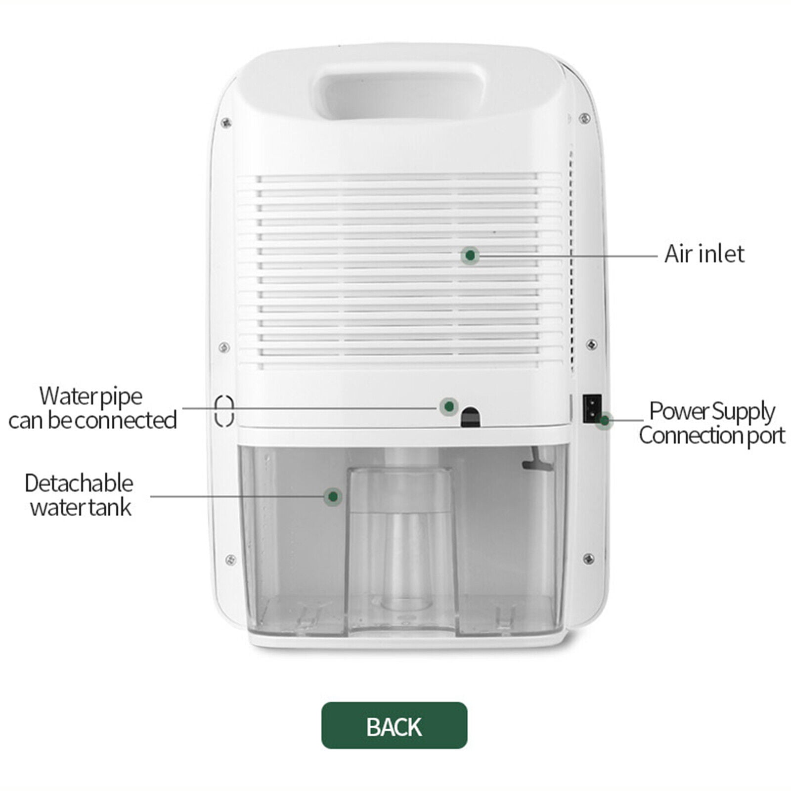 Miumaeov Dehumidifier Large Home 2.5L Air Dryer Damp Moisture Bedroom Remote Control 42W