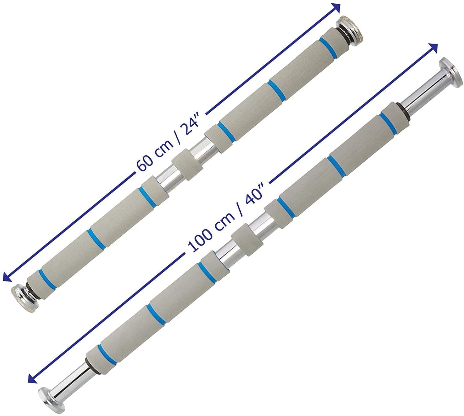 Doorway Pull Up Bar Adjustable Extendable 39” Chin Up Bar with Comfortable Grip Foam, Exercise Fitness Pull-up Bar Support, Fits Standard Doorway - Gray Blue