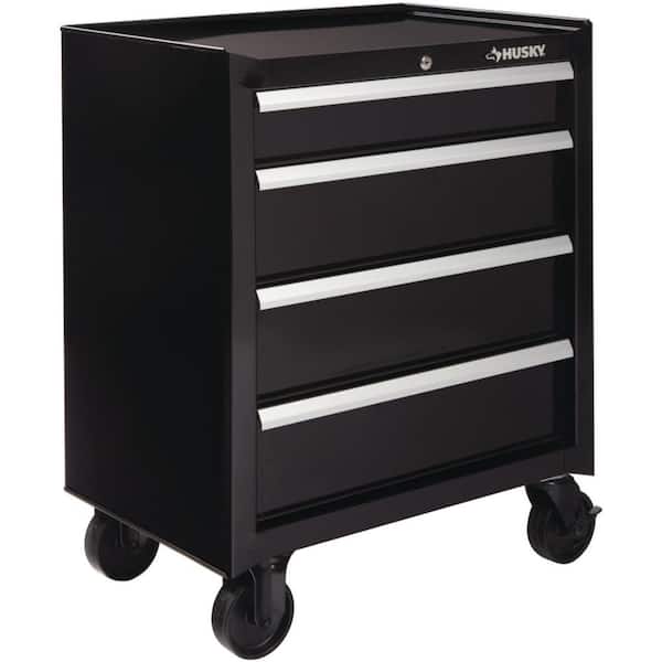 26.5 in. W x 18 in. D Standard Duty 4-Drawer Rolling Tool Cabinet in Gloss Black