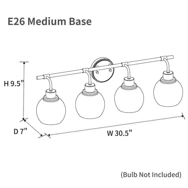 Bubble 30.5 in. 4-Light Matte Black Vanity Light with Round Glass Shades
