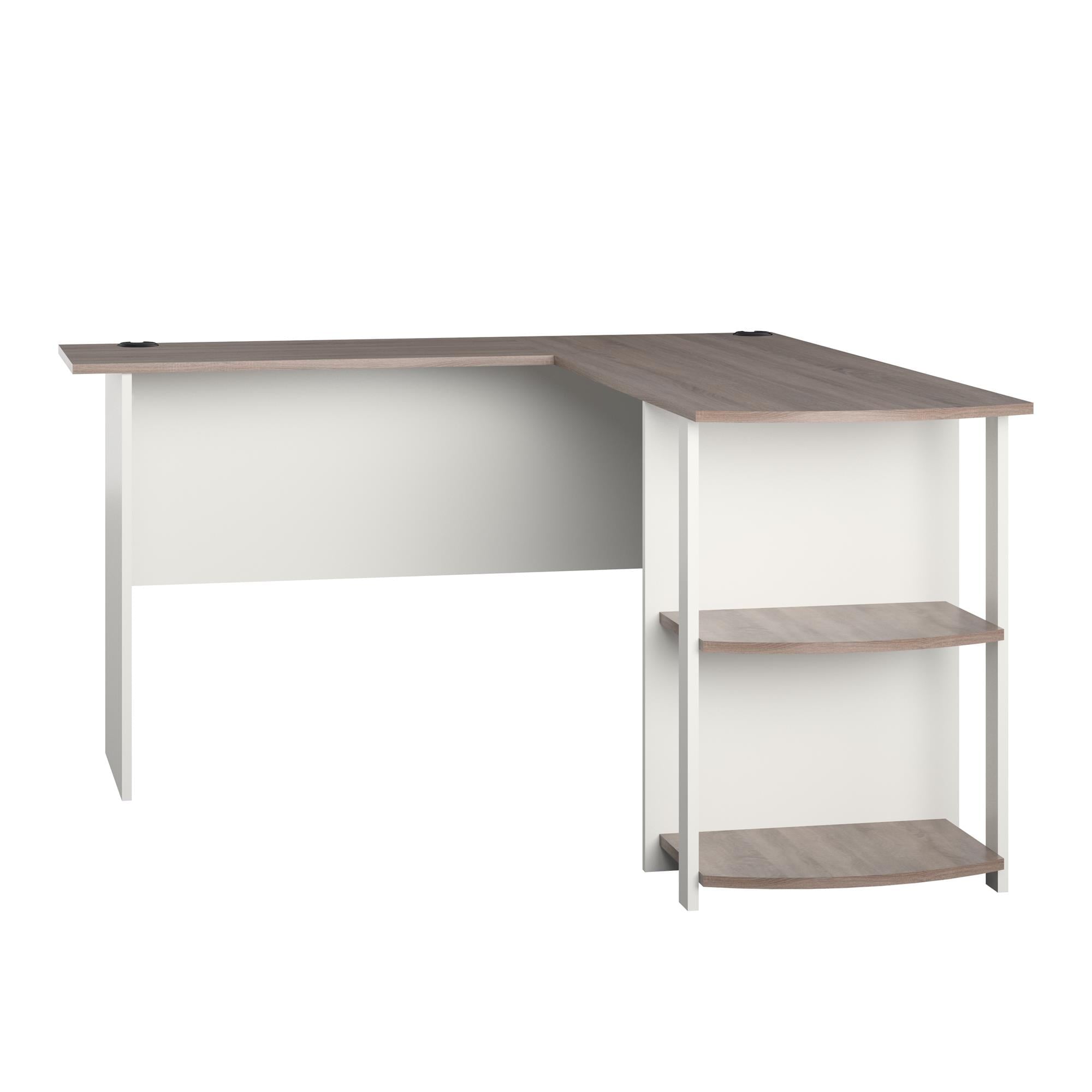 Ameriwood Home Dominic L Desk with Bookshelves, White