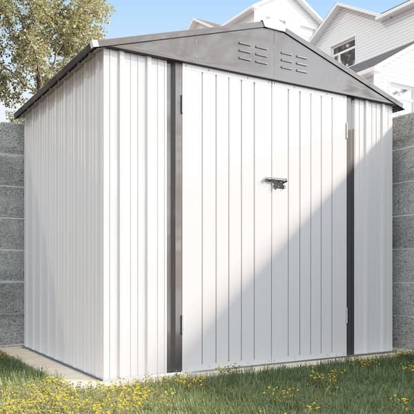8 ft. W x 6 ft. D Outdoor Storage Metal Shed Utility Patio Shed for Garden and Backyard 48 sq. ft. in White
