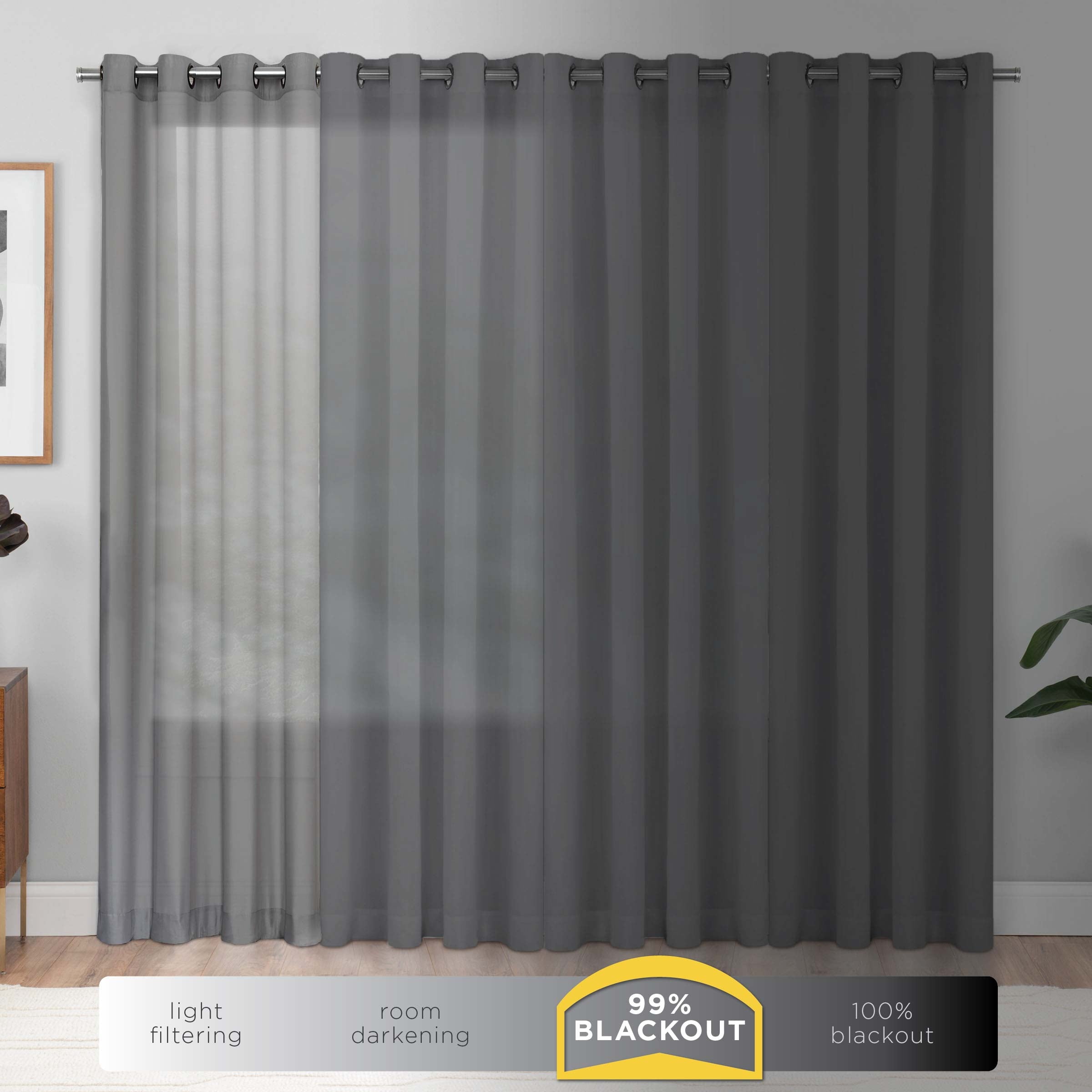Eclipse Darrell Blackout Rod Pocket Window Curtain Panel, Black, 37x63