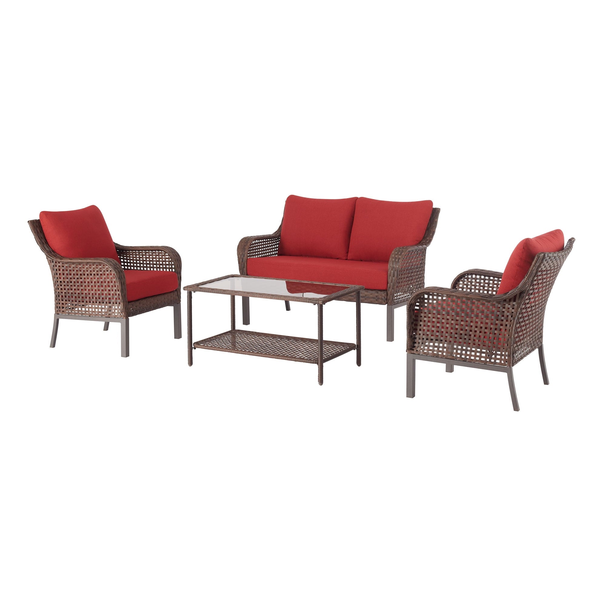 Mainstays Tuscany Ridge 4-Piece Conversation Set, Red