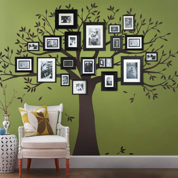 Family Tree Wall Decal Tree Wall Decal for Picture Frames in Chestnut Brown Standard Size