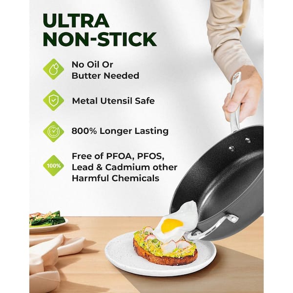 Armor Max 5.5 qt. Aluminum Hard Anodized Heavy Duty 4-Layer Ultra Release Nonstick Deep Saute Pan with Lid