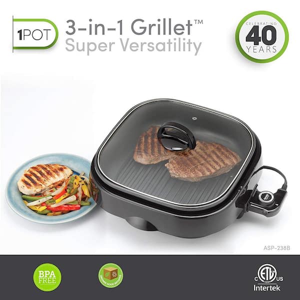 4 Qt. 3-in-1 Black Smokeless Grillet