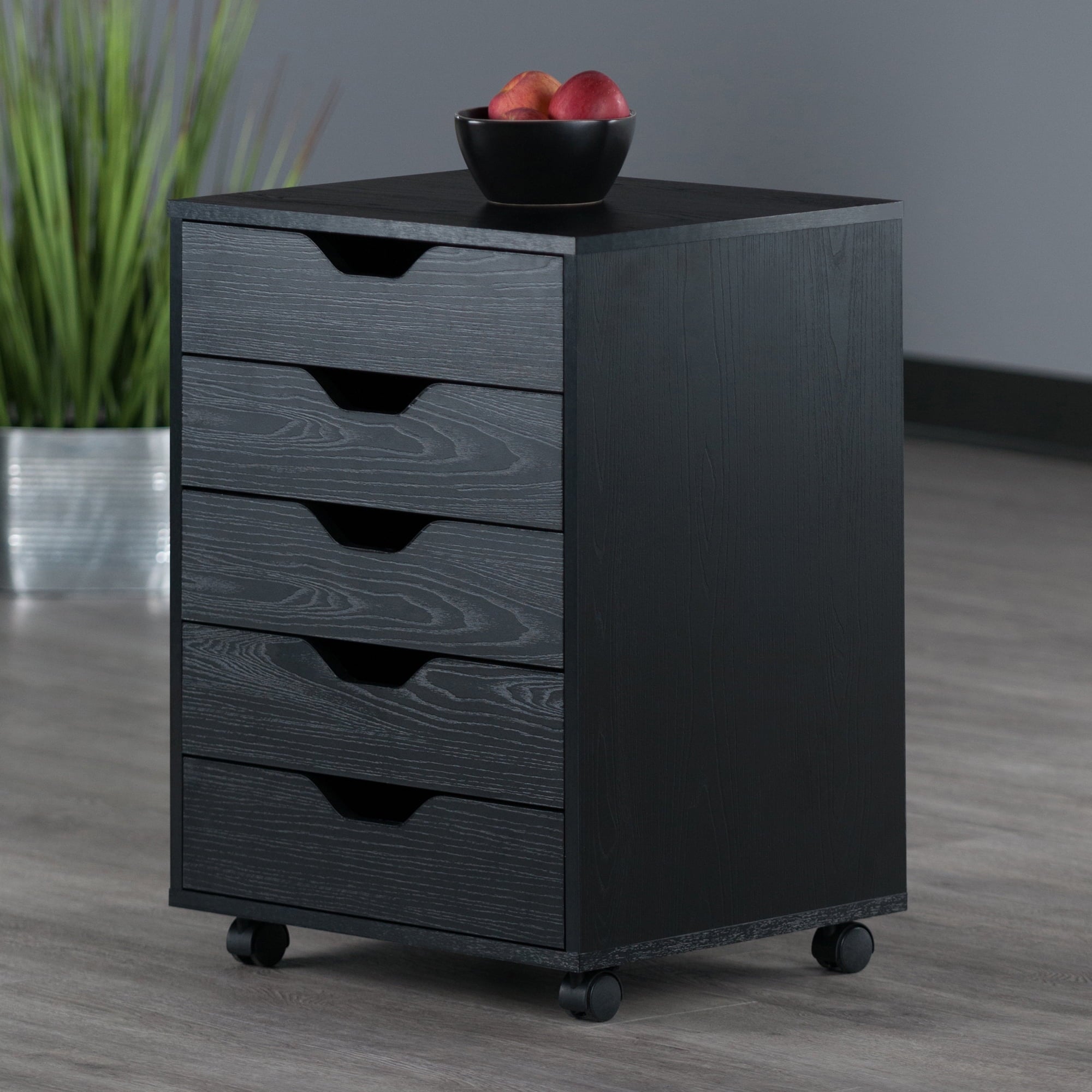 Winsome Wood Halifax 5-Drawer Mobile Cabinet, Black Finish
