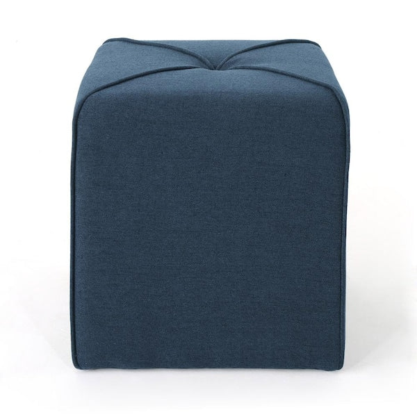 Kenyon Navy Blue Velvet Upholstered Ottoman