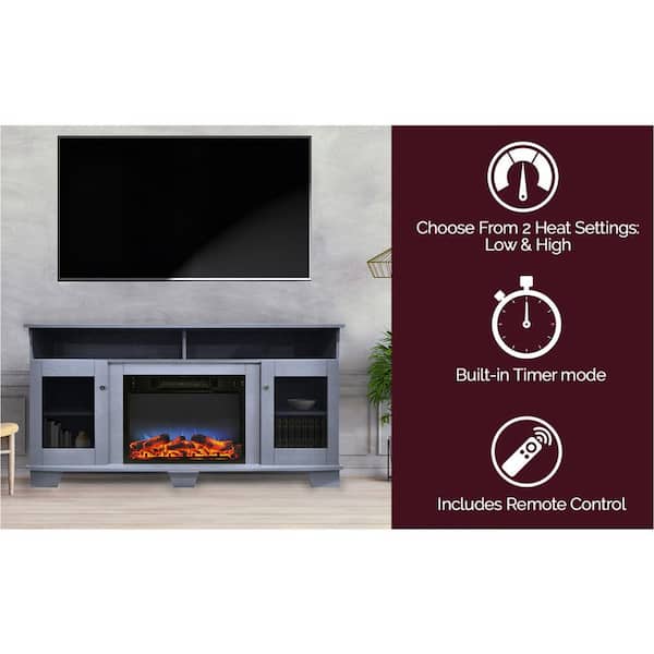 Savona 59 in. Electric Fireplace with Multi-Color LED Flame Display in Blue