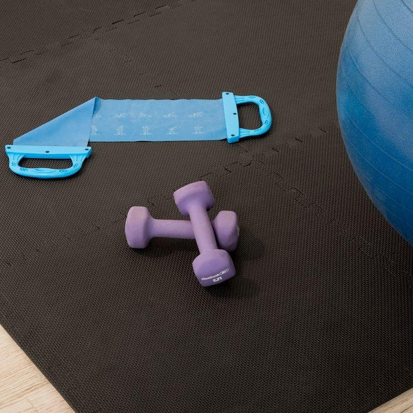 Black 24 in. x 24 in. x 0.375 in. Interlocking EVA Foam Floor Mat (6-Pack)