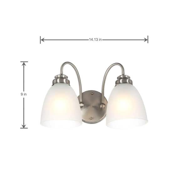 Hamilton 2-Light Brushed Nickel Vanity Light with Frosted Glass Shades