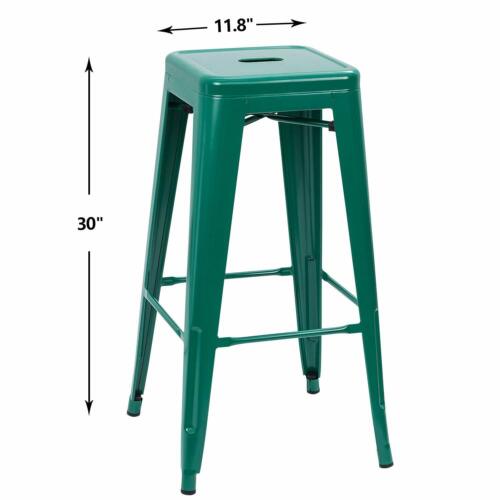 30 Inches 4 Metal Bar Stools Stackable High Backless Lightweight Rubber Feet
