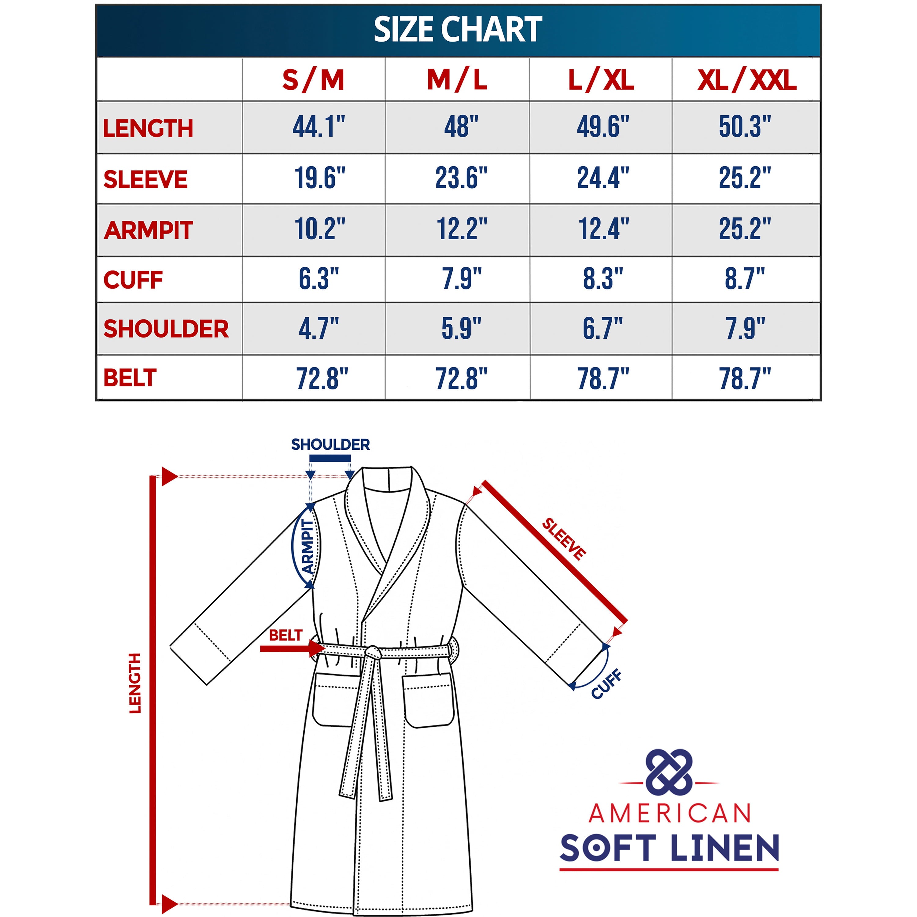 American Soft Linen, Mens and Womens Robes, Unisex Bathrobes, M-L, White