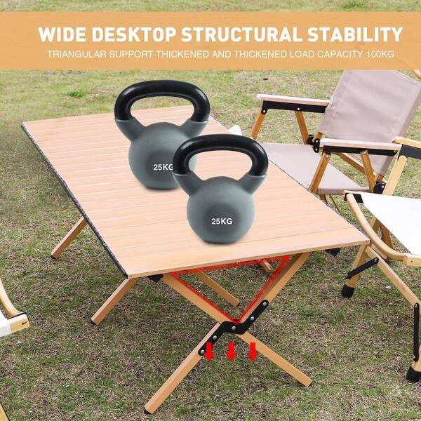 45.66 in. Brown Rectangle Steel Picnic Table Seats 4-6 People with Carry Bag